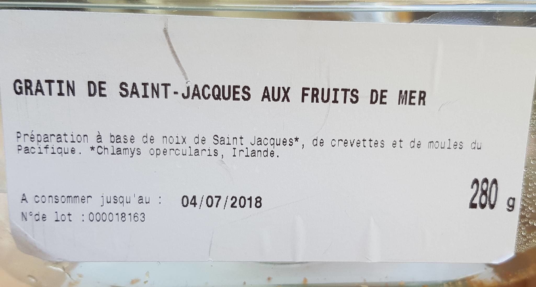 Open Food Facts Gratin de saint Jacques aux fruits de mer packshot