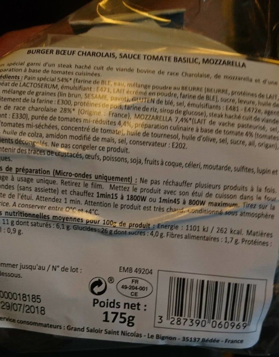 Open Food Facts Burger bœuf Charolais packshot