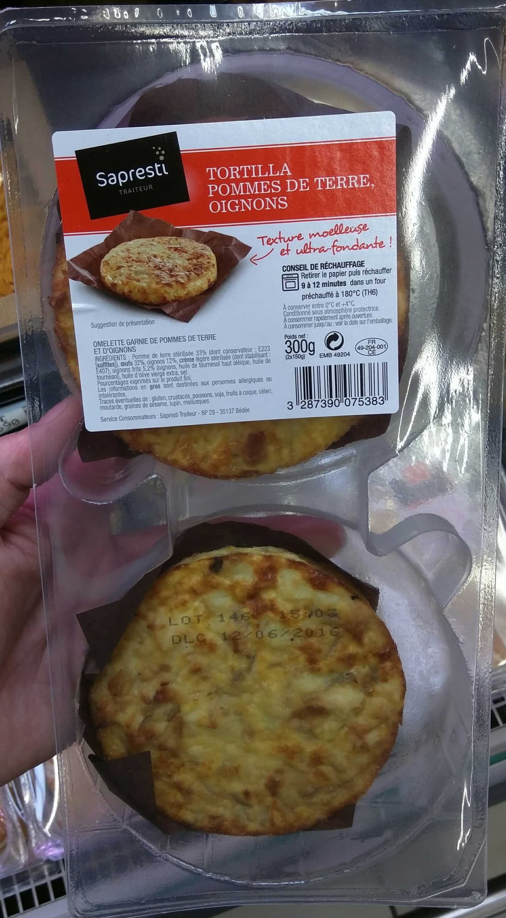 Sapresti Tortilla Pommes de Terre Oignons packshot