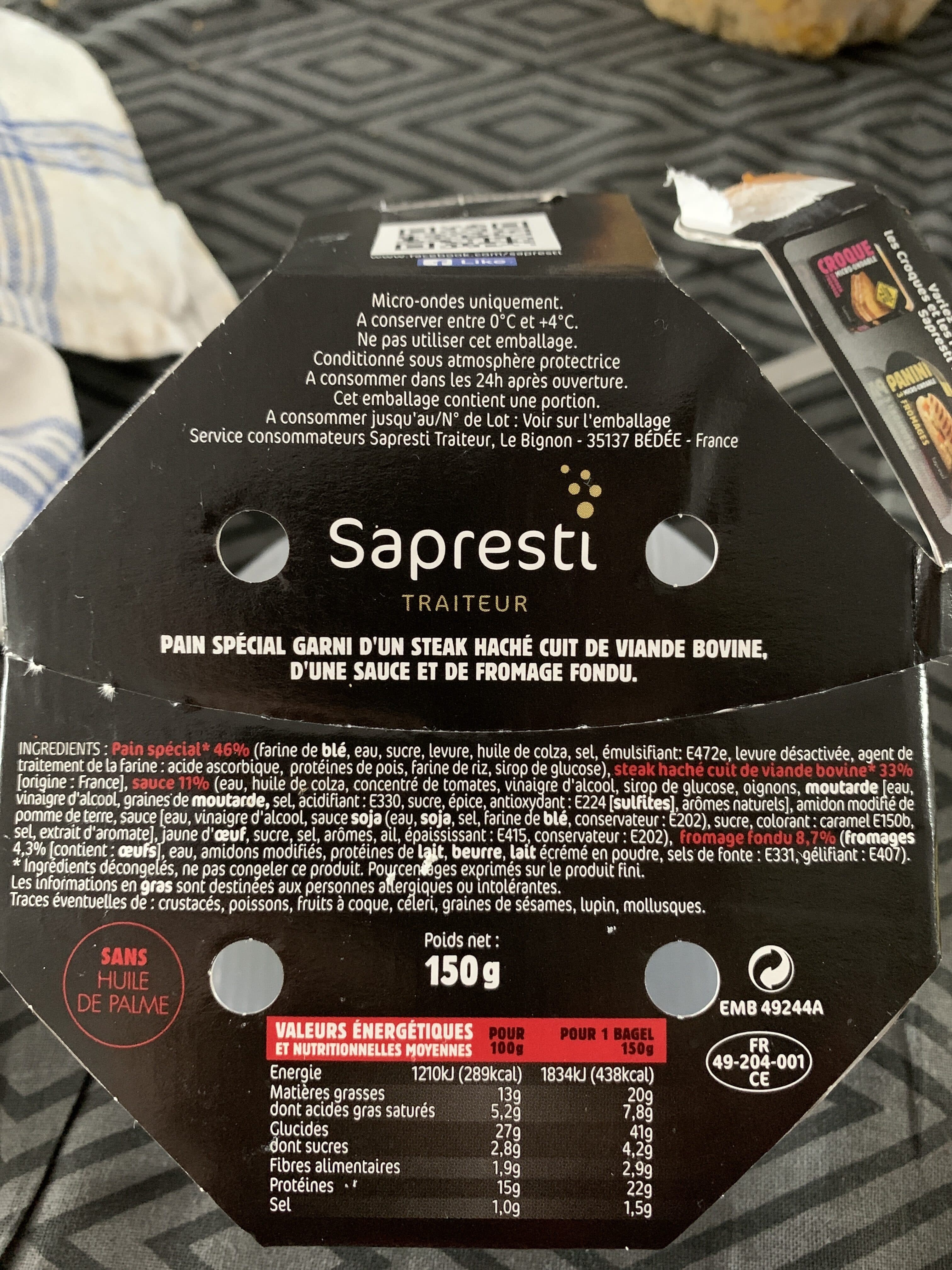 Sapresti Bagel Bœuf packshot