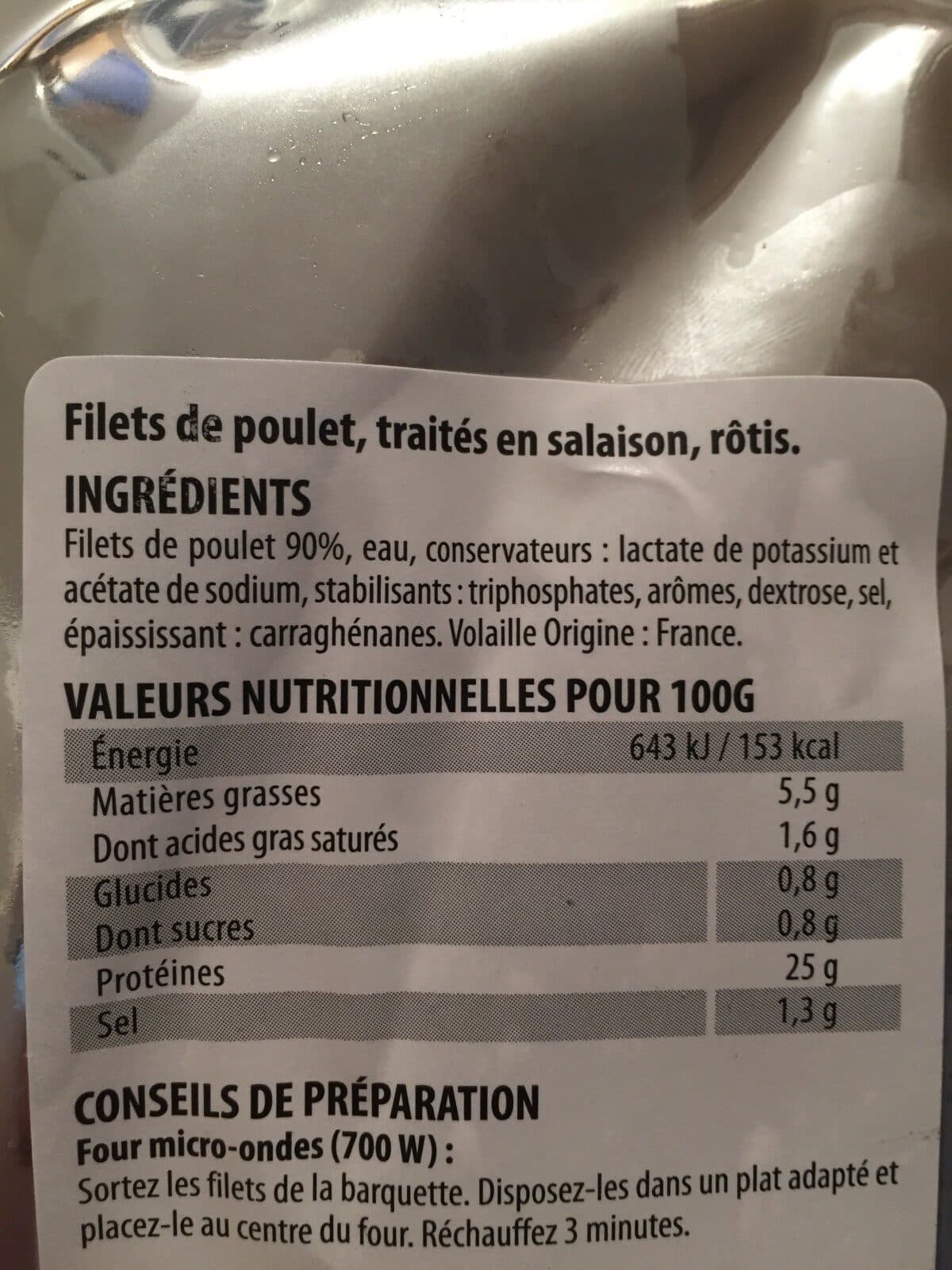 Open Food Facts Filets de poulet rôtis packshot
