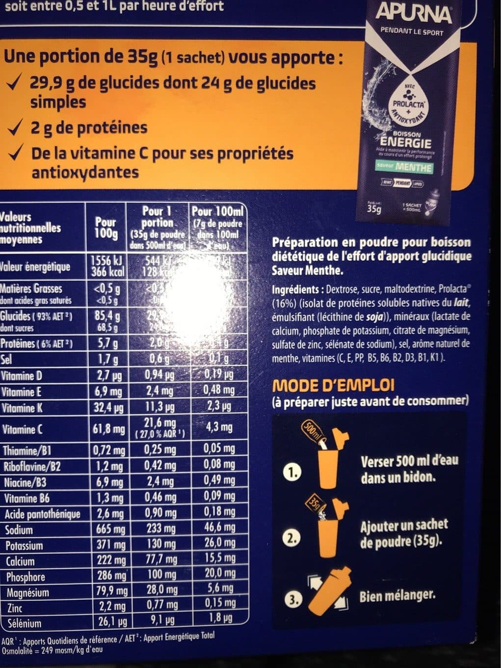 Apurna Boisson Energie Menthe 35G x 10 packshot