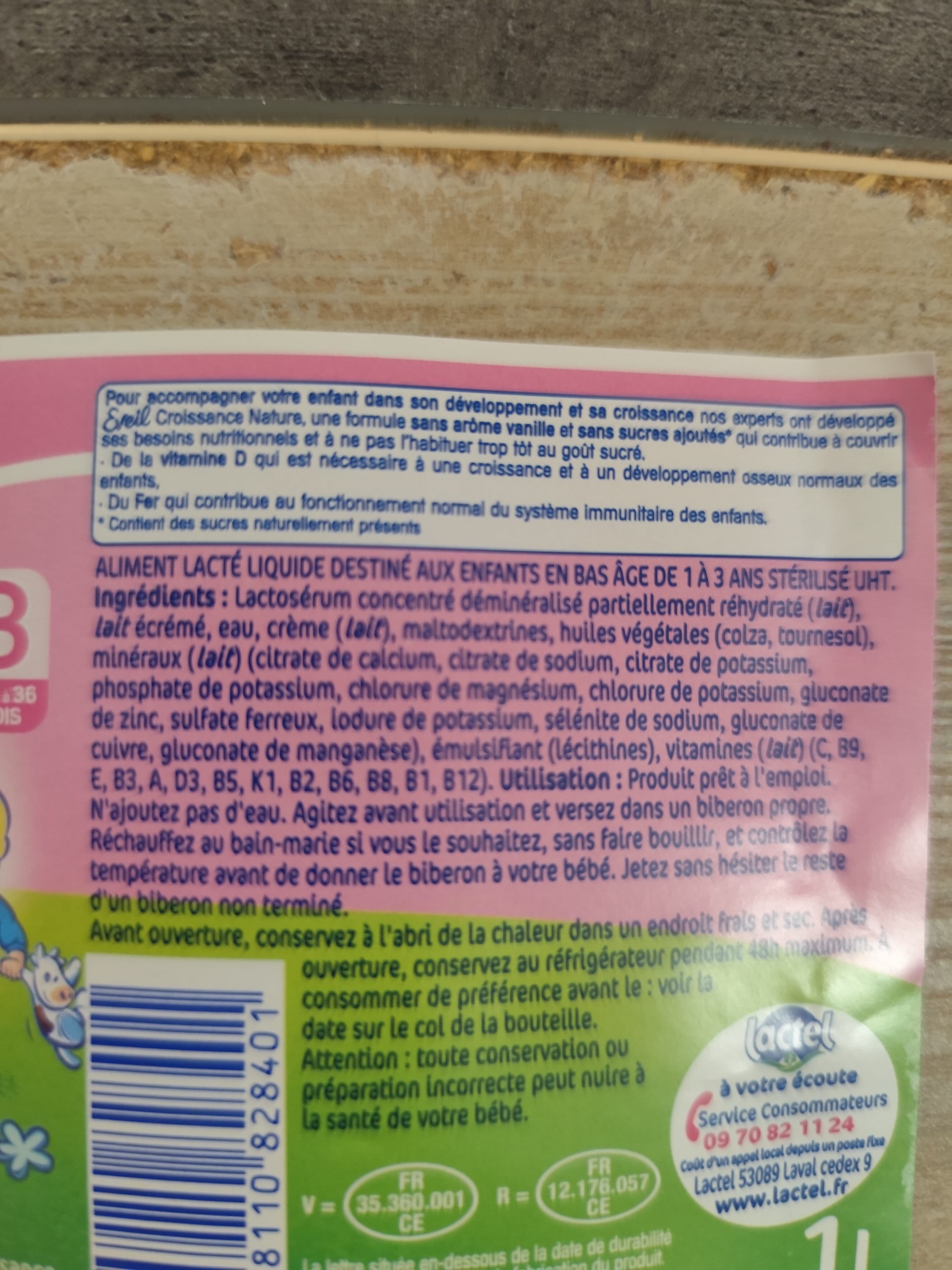 Lactel Eveil croissance nature packshot