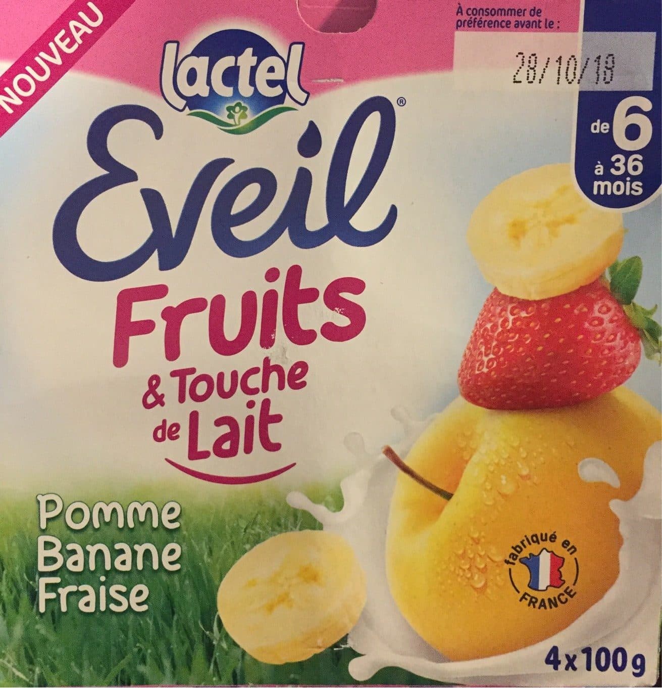 Lactel Eveil fruits & touche de lait packshot