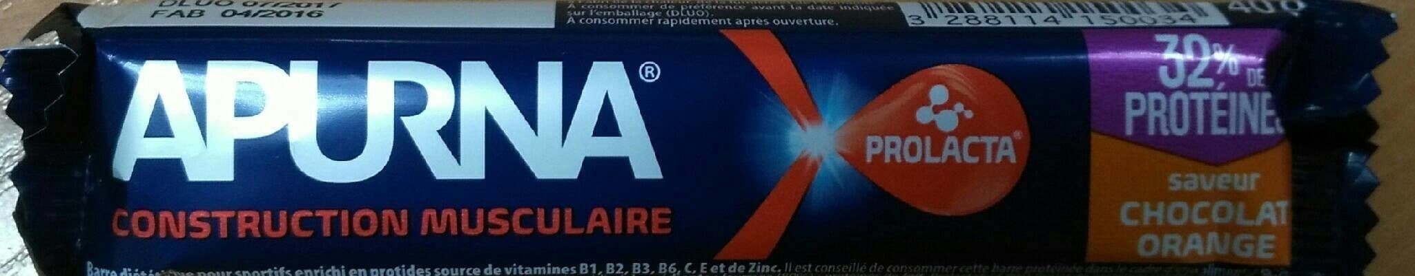 Apurna Barre Energétique Saveur Chocolat Orange packshot