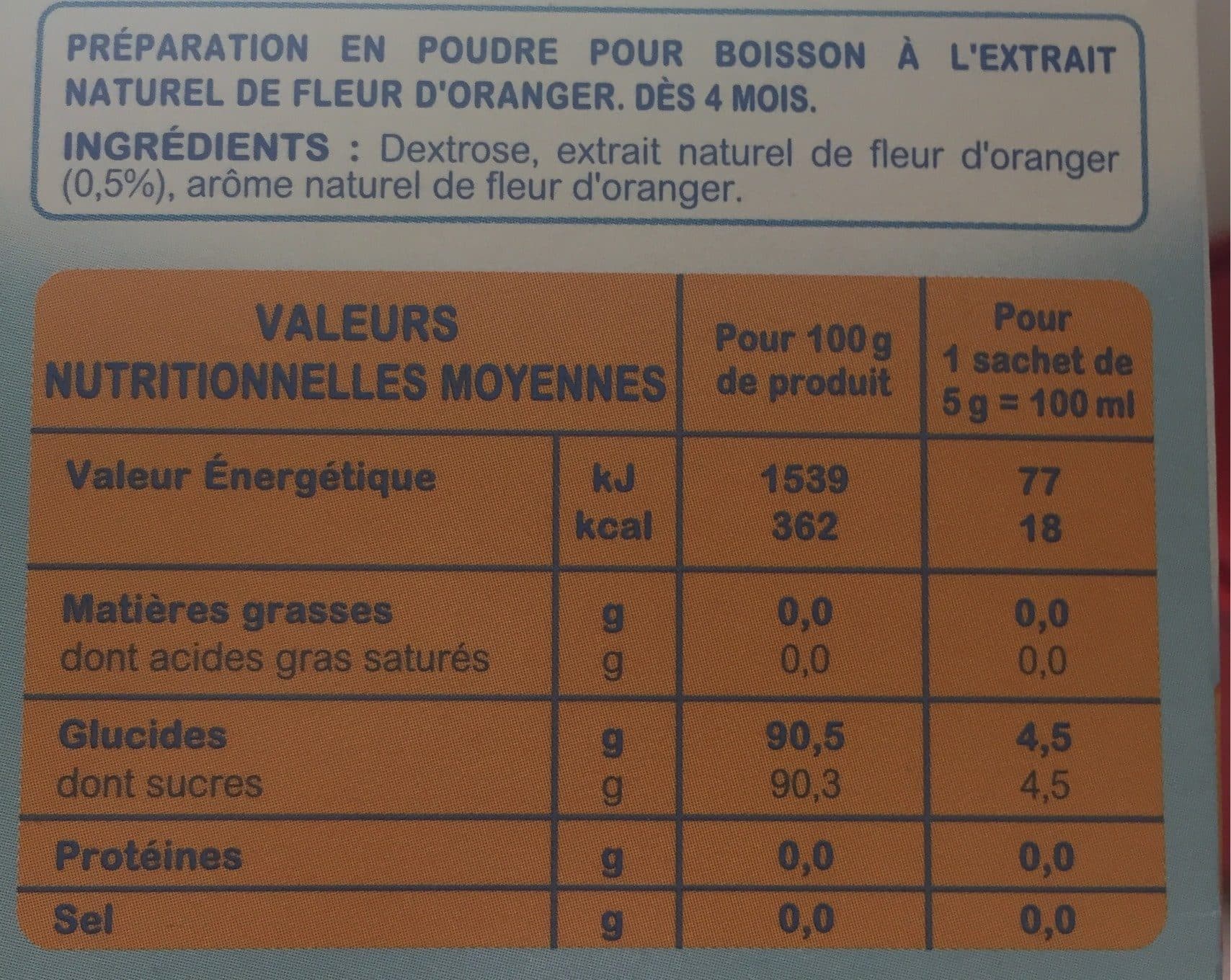 Babysoif Babysoif Mes 1ères boissons Fleur d'Oranger packshot