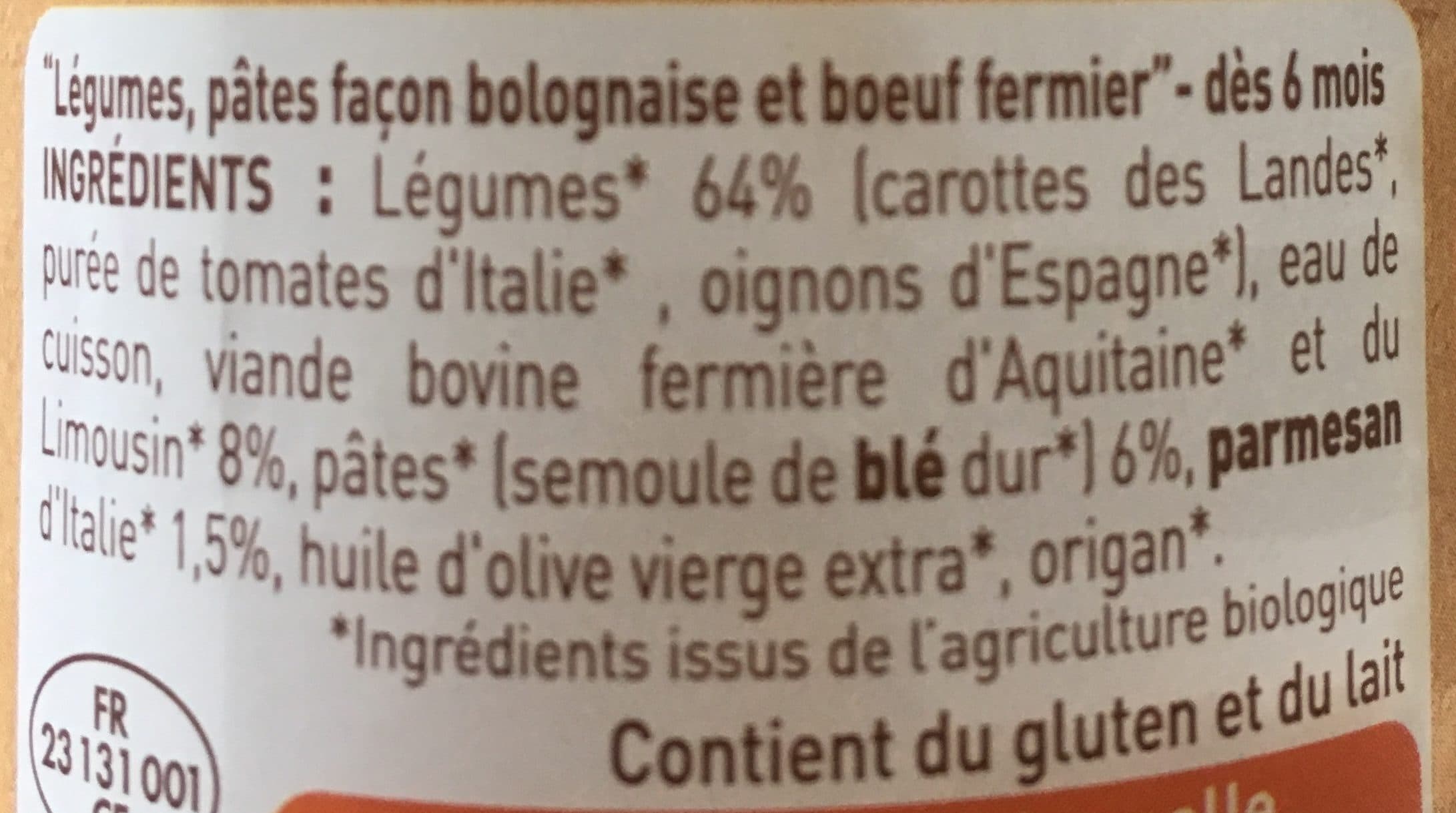 Babybio Legumes et pates façon bolognaise packshot