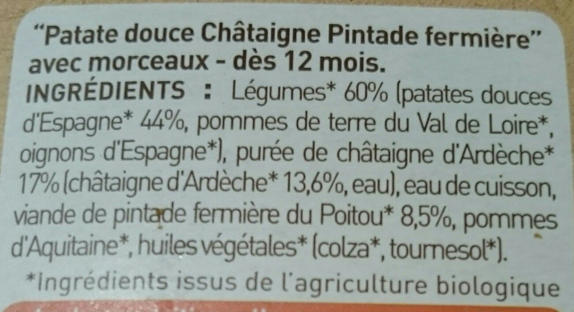 Babybio Patate douce, châtaigne, pintade fermière du poitou packshot