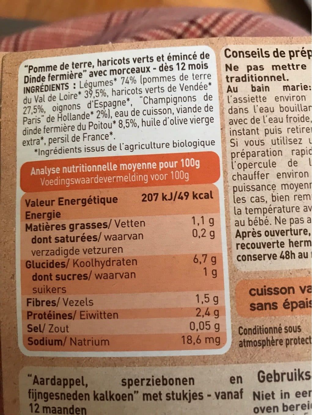 Babybio Haricots Verts Et Emince De Dinde packshot