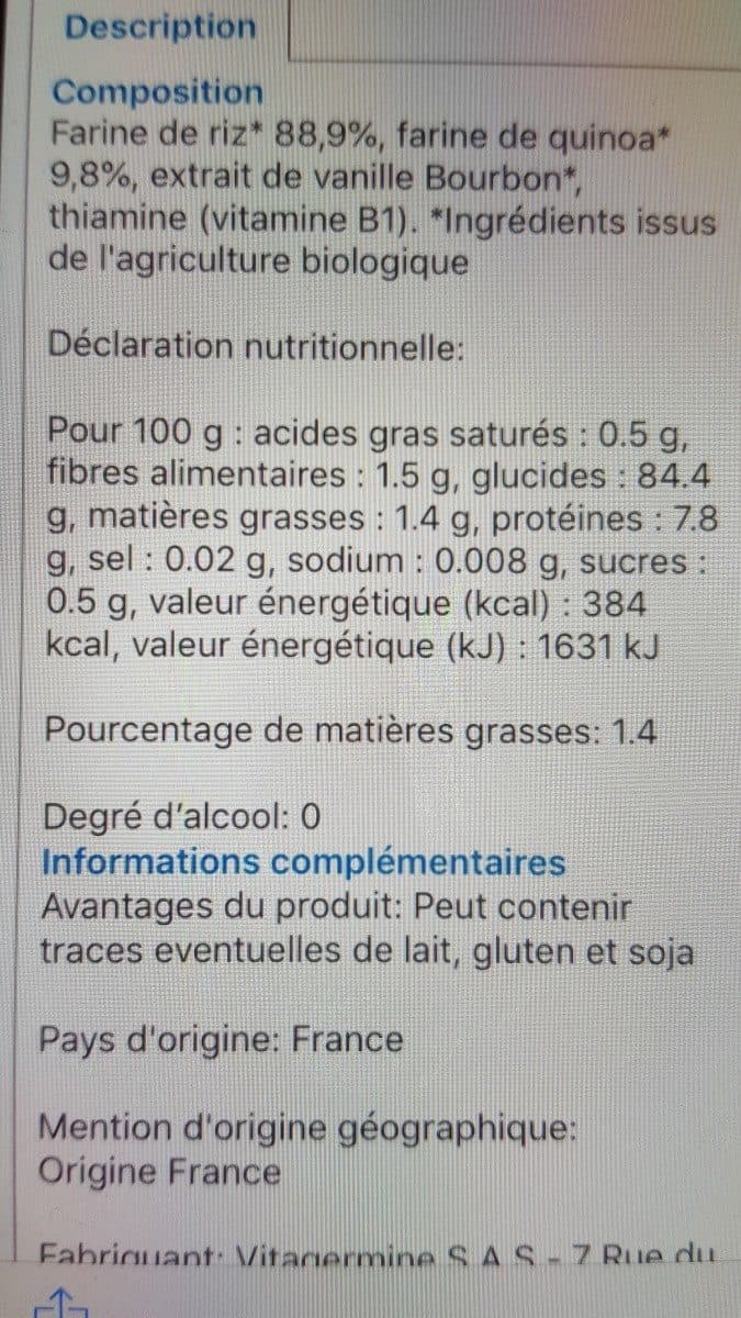 Babybio céréales vanille avec Quinoa packshot