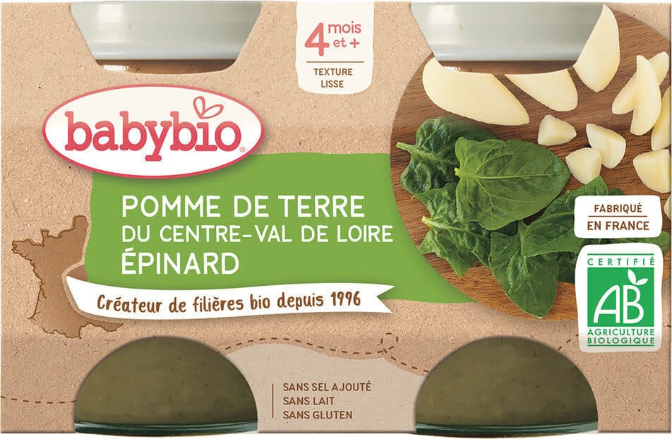 Babybio Petits Pots Pomme de Terre Epinards packshot