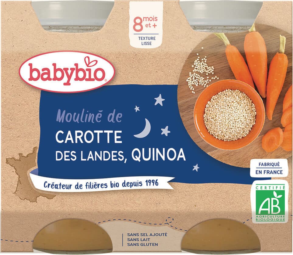 Babybio Petits Pots Nuit Carotte Quinoa packshot