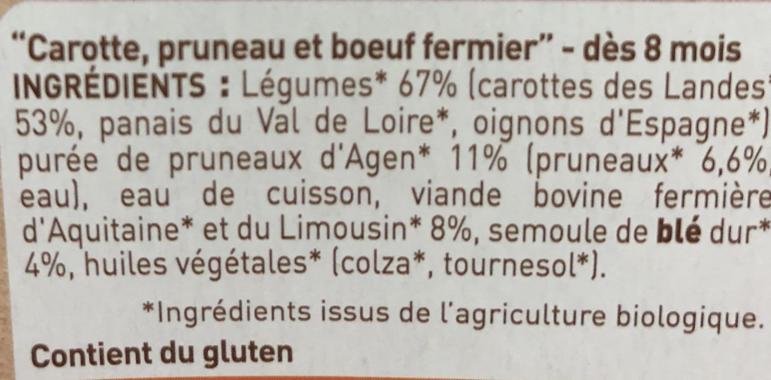 Babybio Petit Pot Carotte, Pruneau, Boeuf Fermier Aquitaine & Limousin packshot