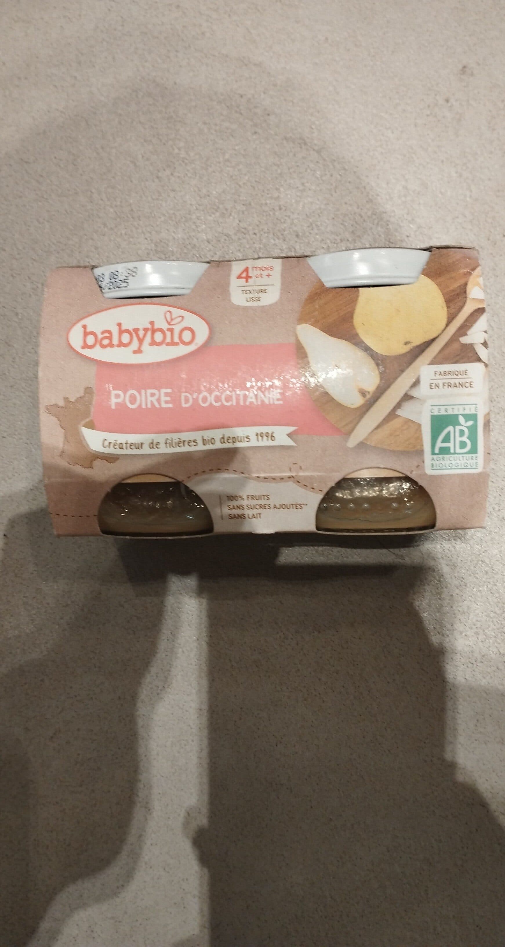 Babybio Compote 100% Poire d'Occitanie bio packshot