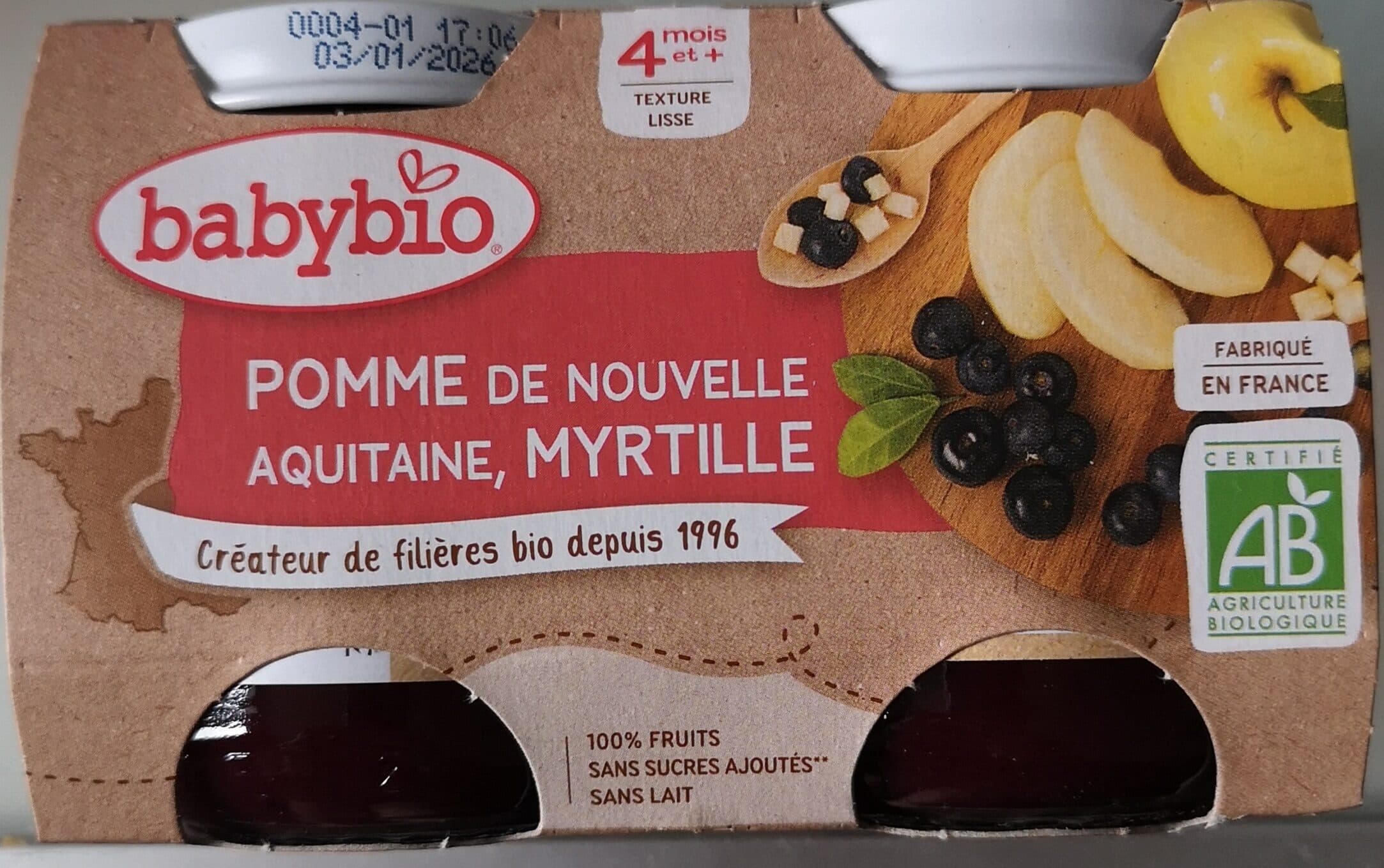 Babybio Pomme de Nouvelle-Aquitaine & Myrtille packshot