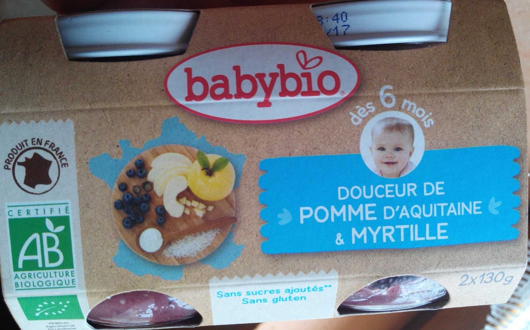 Babybio Douceur de pomme d'Aquitaine et myrtille packshot