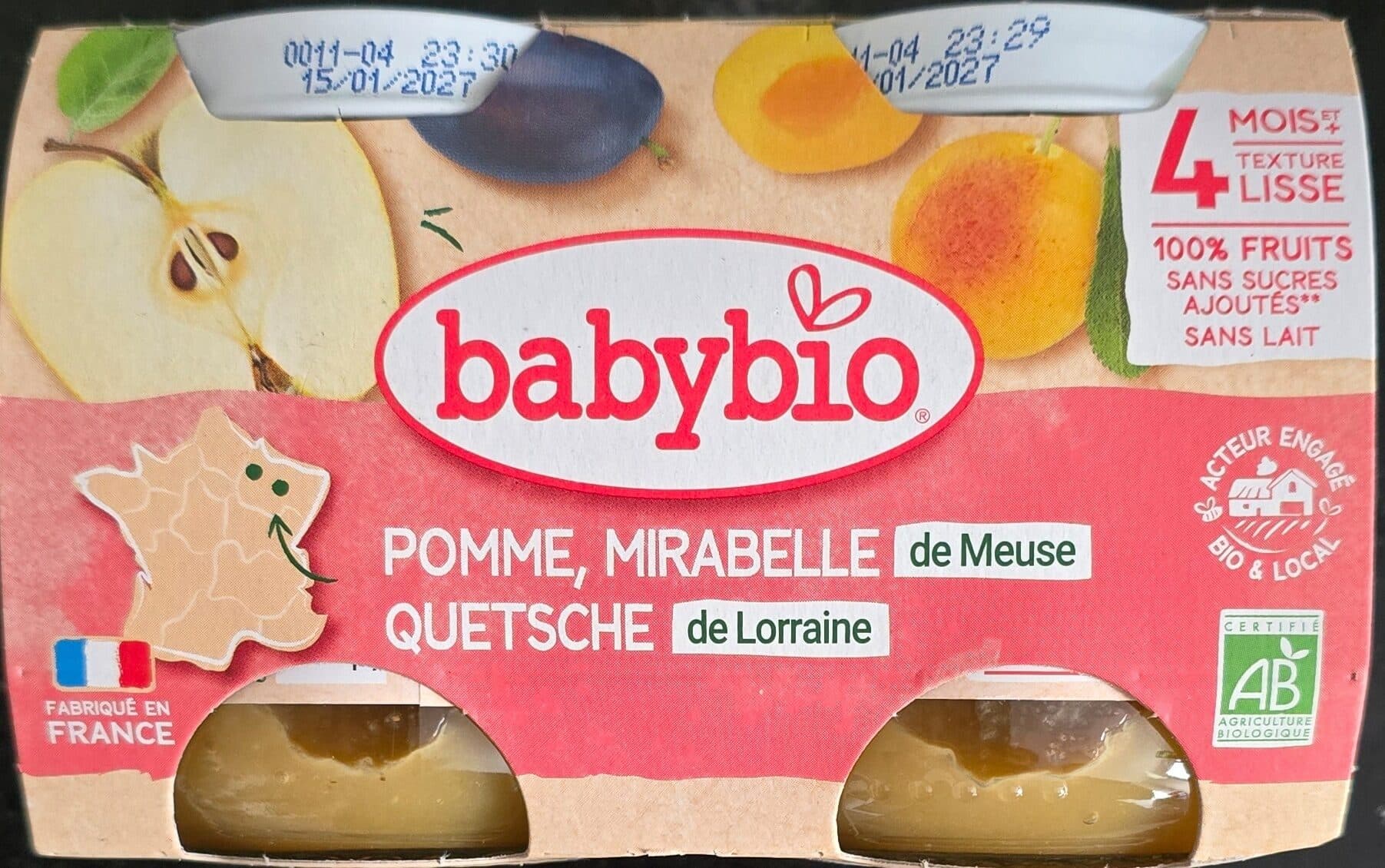 Babybio Pomme de Nouvelle-Aquitaine, Mirabelle & Quetsche de Meurthe-et-Moselle packshot