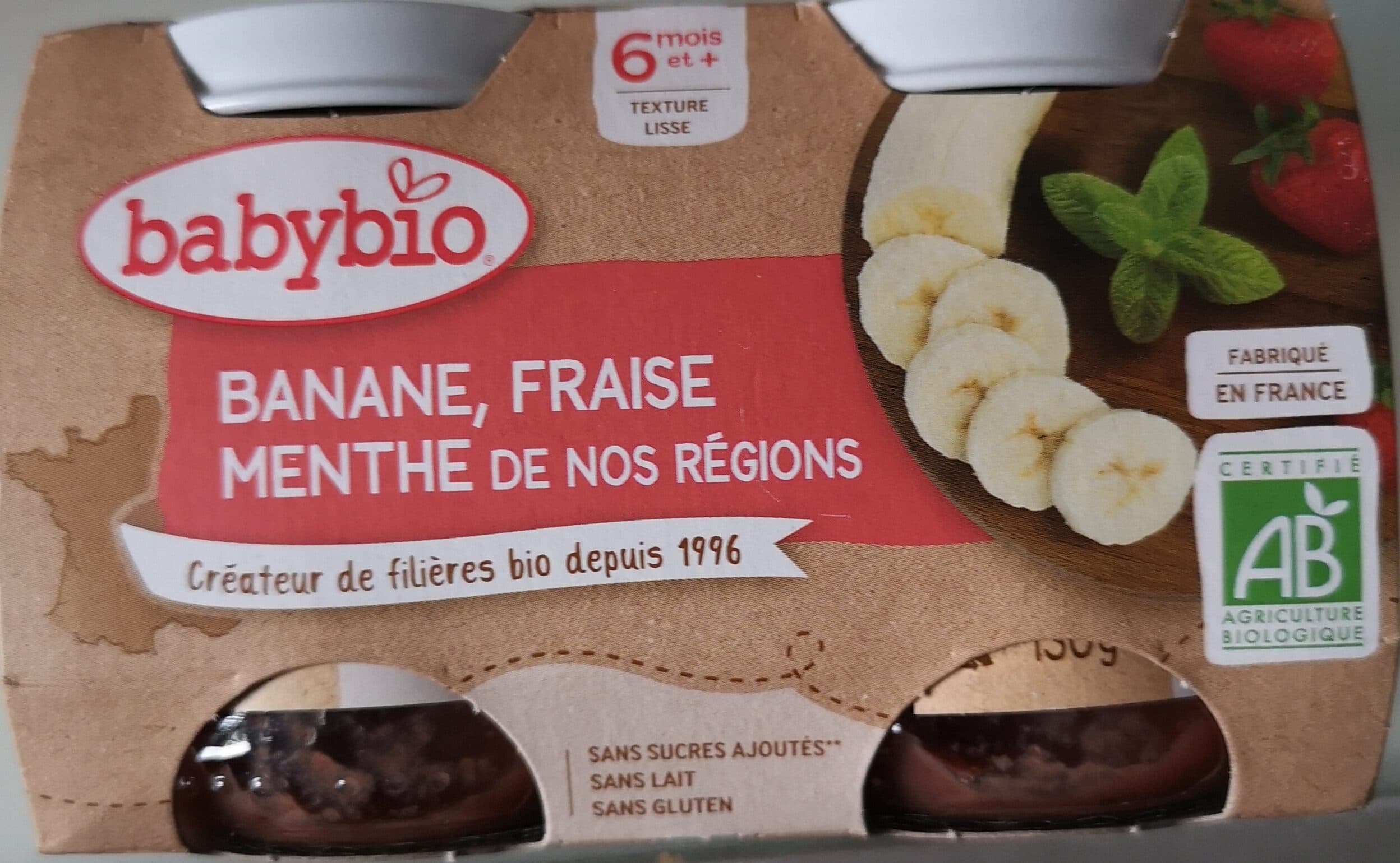 Babybio Banane, Fraise, Menthe de nos région packshot