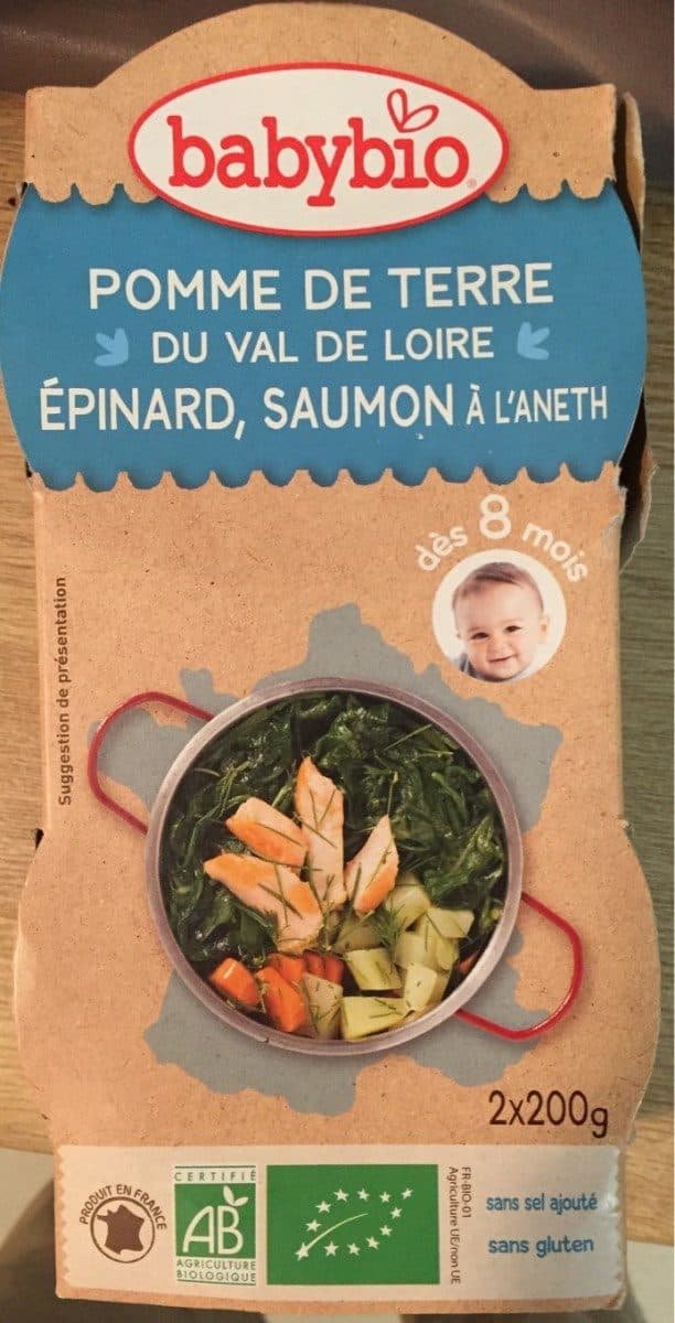 Babybio Pomme de terre du centre-val de Loire épinard, saumon packshot