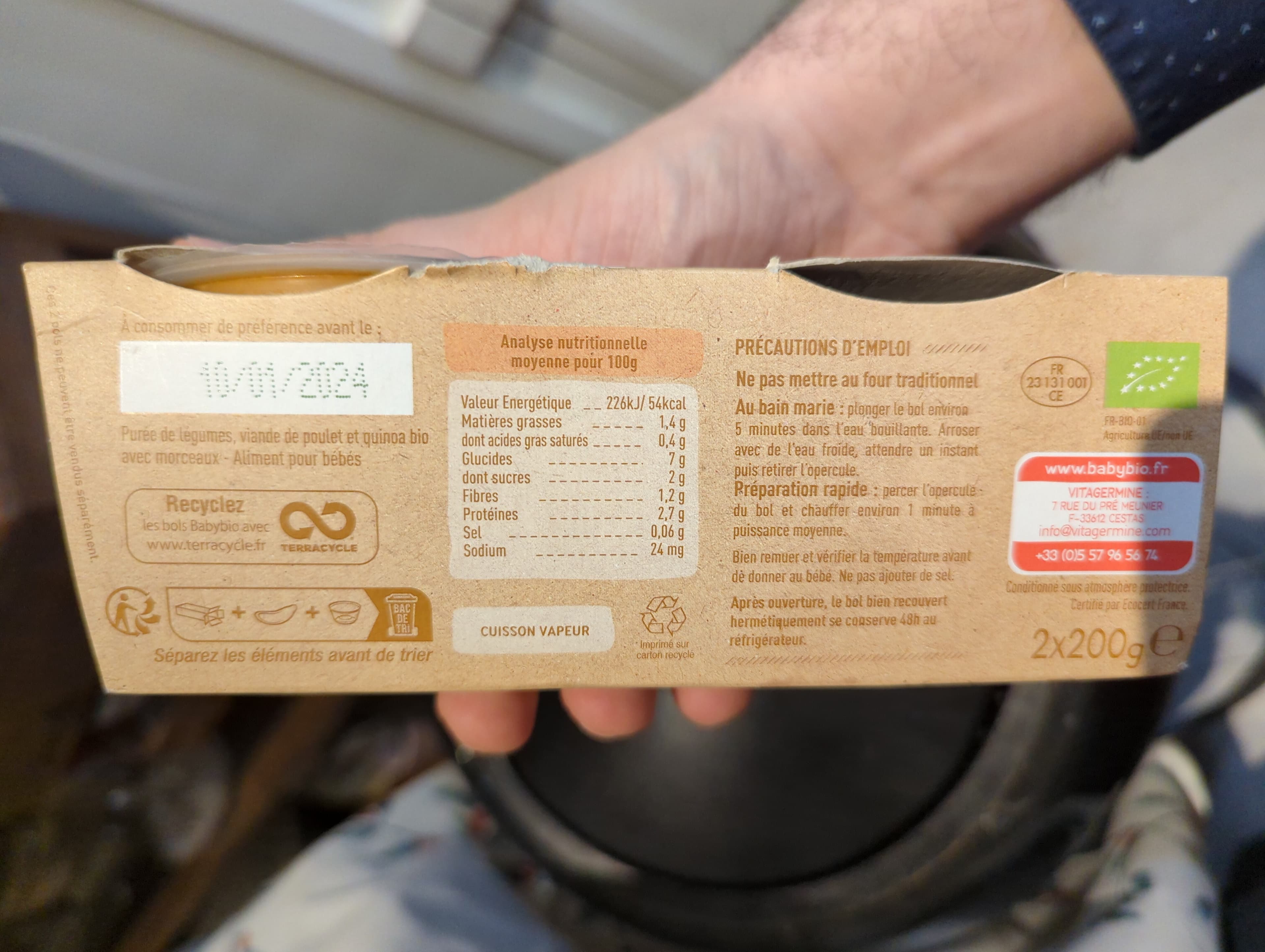 Babybio Bols Légumes Poulet Quinoa packshot