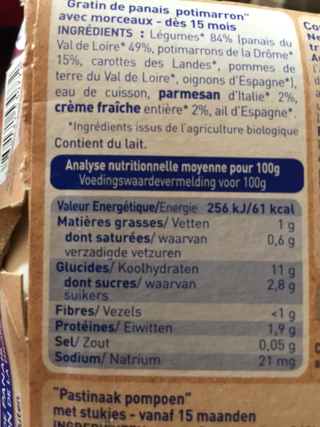 Babybio Assiette Gratin Panais Potimarron 260G packshot