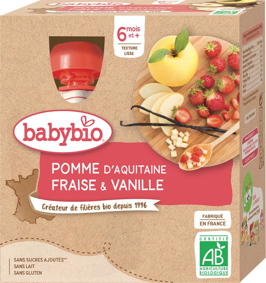 Babybio Gourdes Pomme D'Aquitaine Fraise packshot