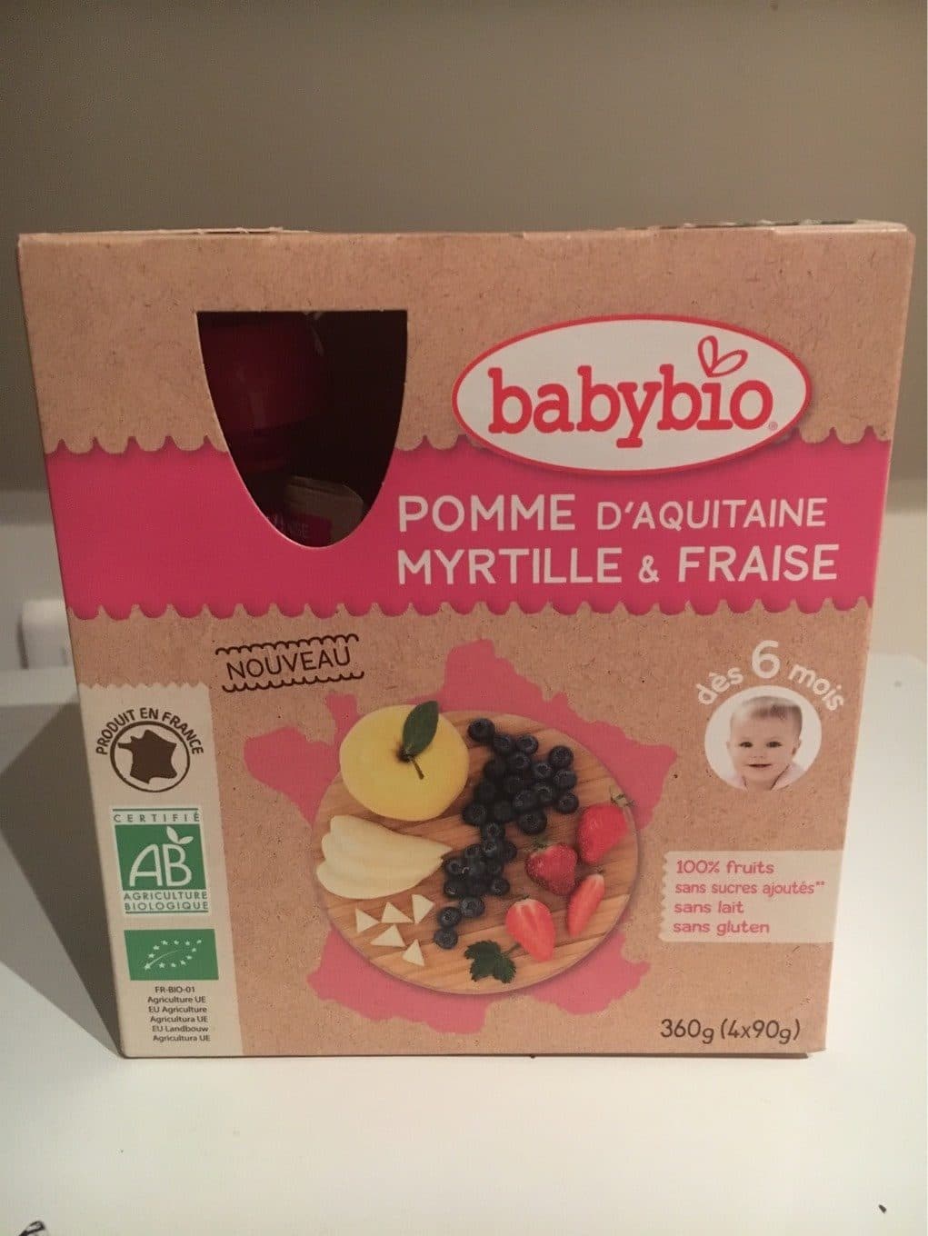 Babybio Pomme d'aquitaine, myrtille, fraise packshot