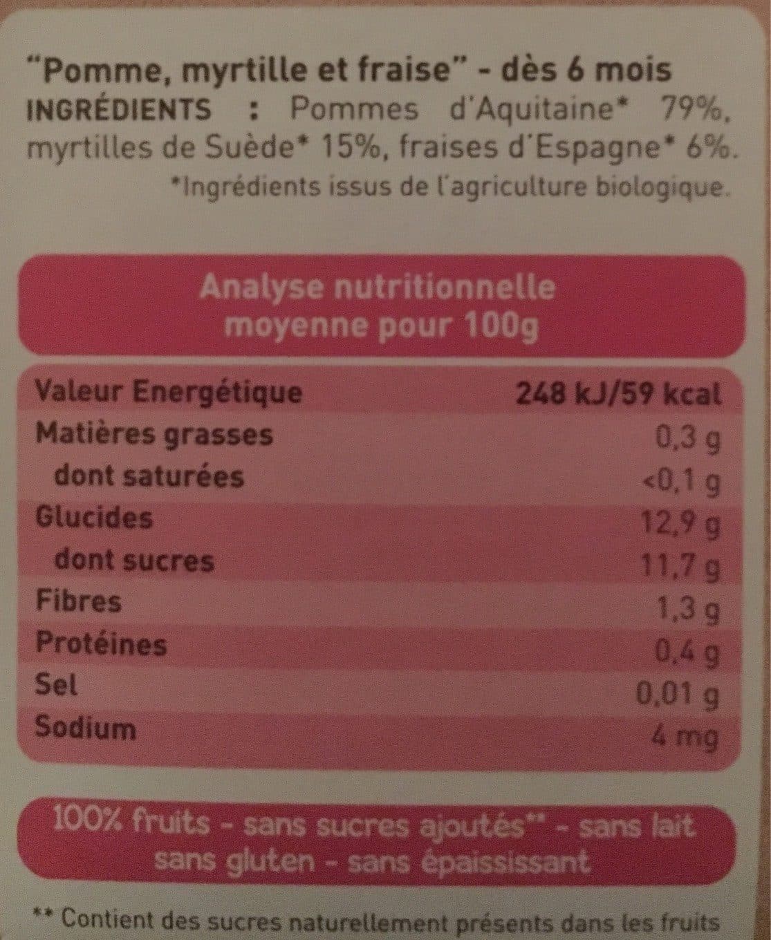 Babybio Pomme d'aquitaine, myrtille, fraise packshot