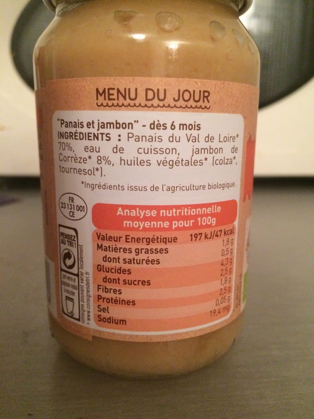 Babybio Petit pot panais jambon packshot