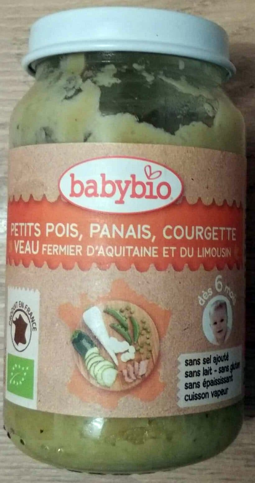 Babybio Petits pois, panais, courgette, veau fermier d'Aquitaine et du Limousin packshot