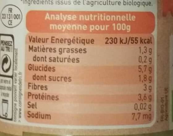 Babybio Petits pois, panais, courgette, veau fermier d'Aquitaine et du Limousin packshot