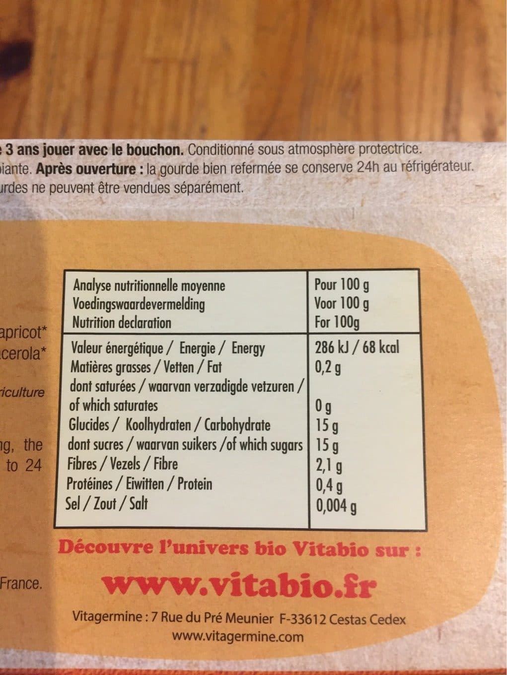Vitabio Cool Fruits Pomme Pêche Abricot Bio packshot