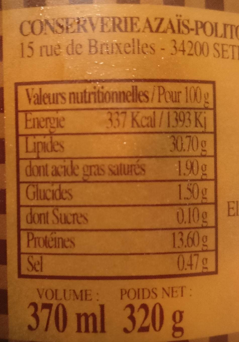 Azais polito Salades De Petits Poulpes 370 ML packshot