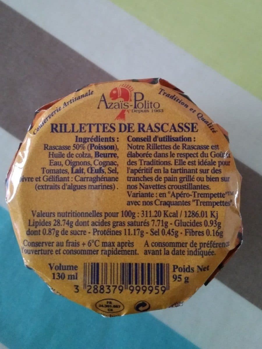 Open Food Facts Rillettes De Rascasse 130 ML packshot