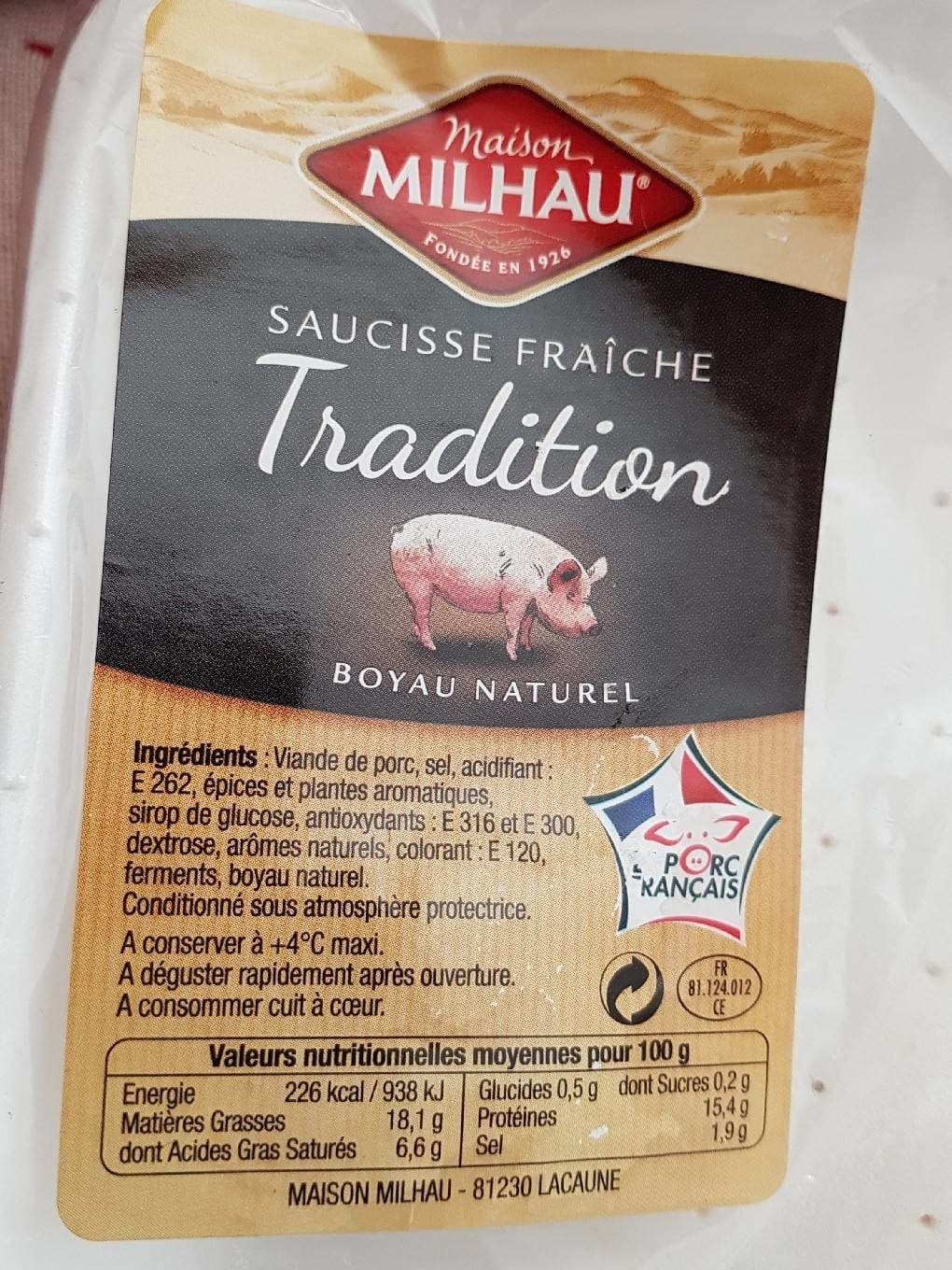 Milhau Saucisse fraîche tradition packshot