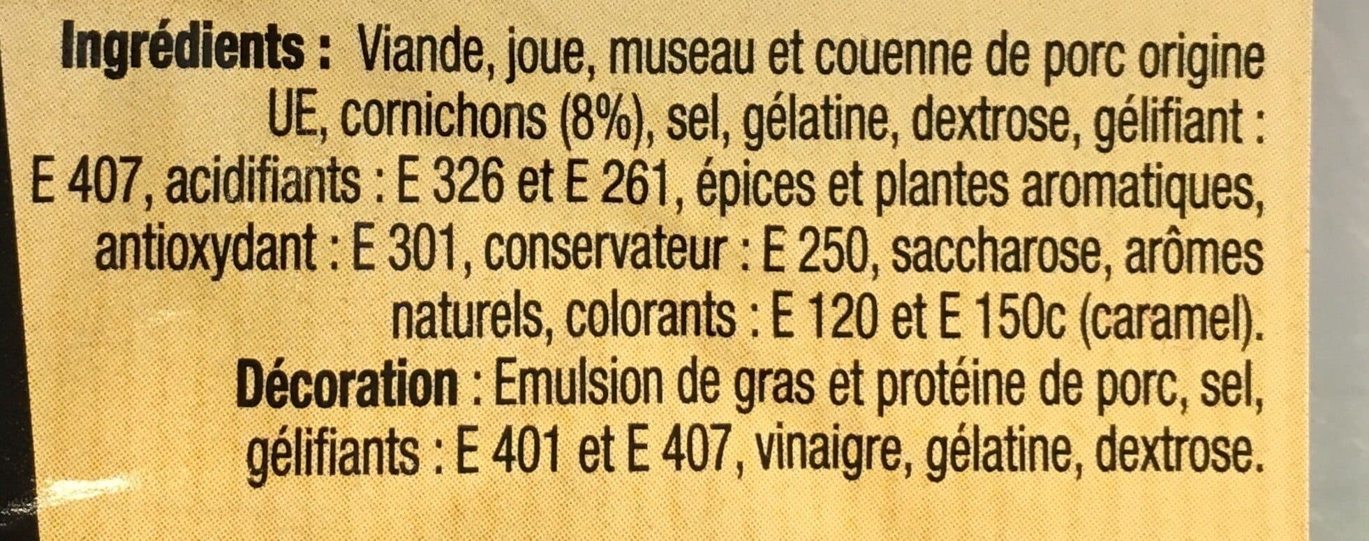 Maison Milhau Pâté de tête aux cornichons pur porc packshot
