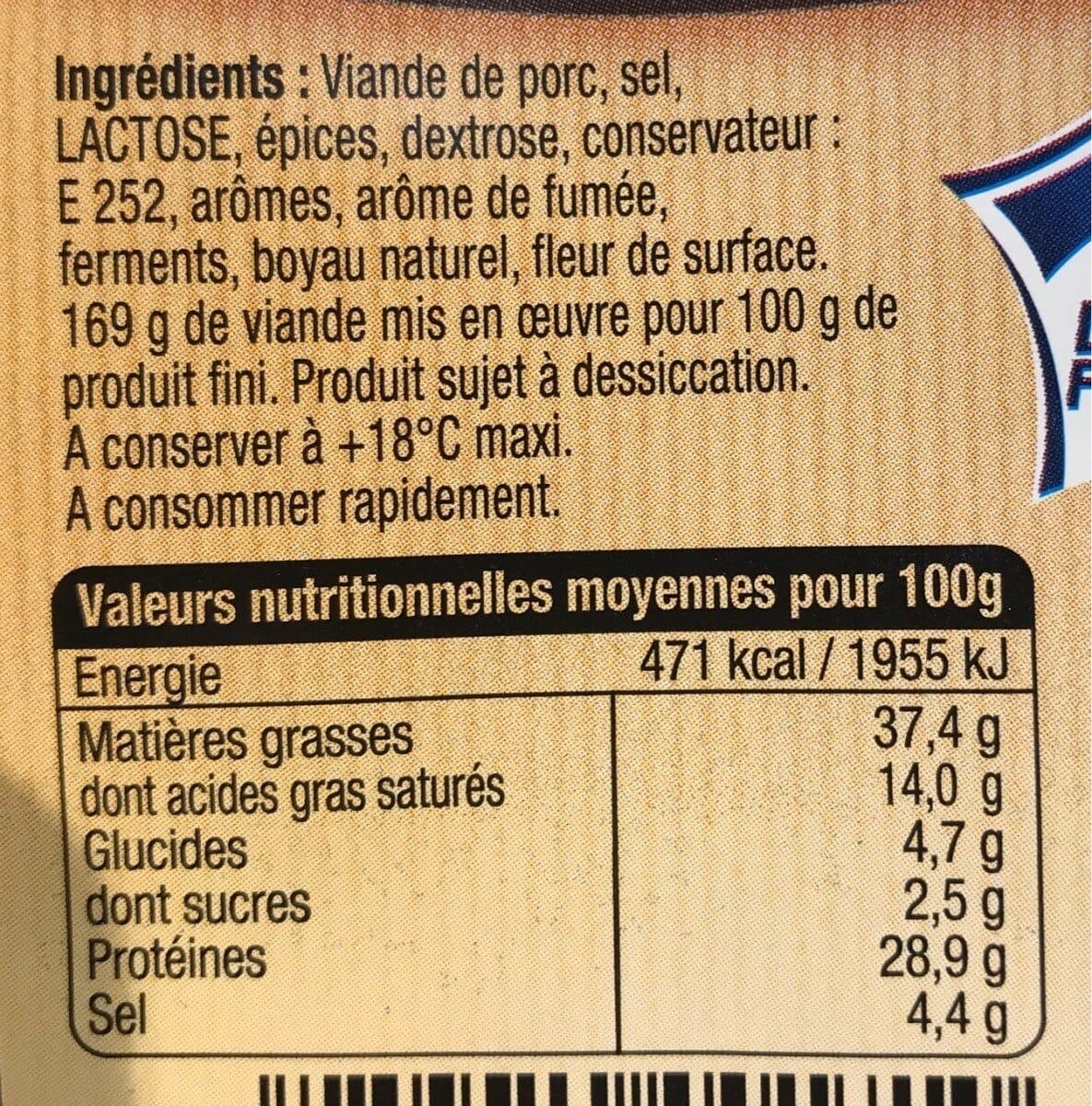 Maison Milhau Saucisse Seche Pur Porc, packshot