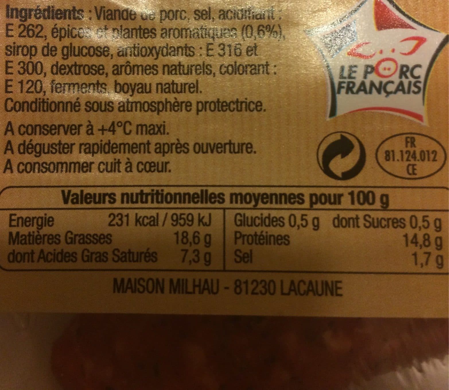 Maison Milhau Saucisses aux herbes packshot