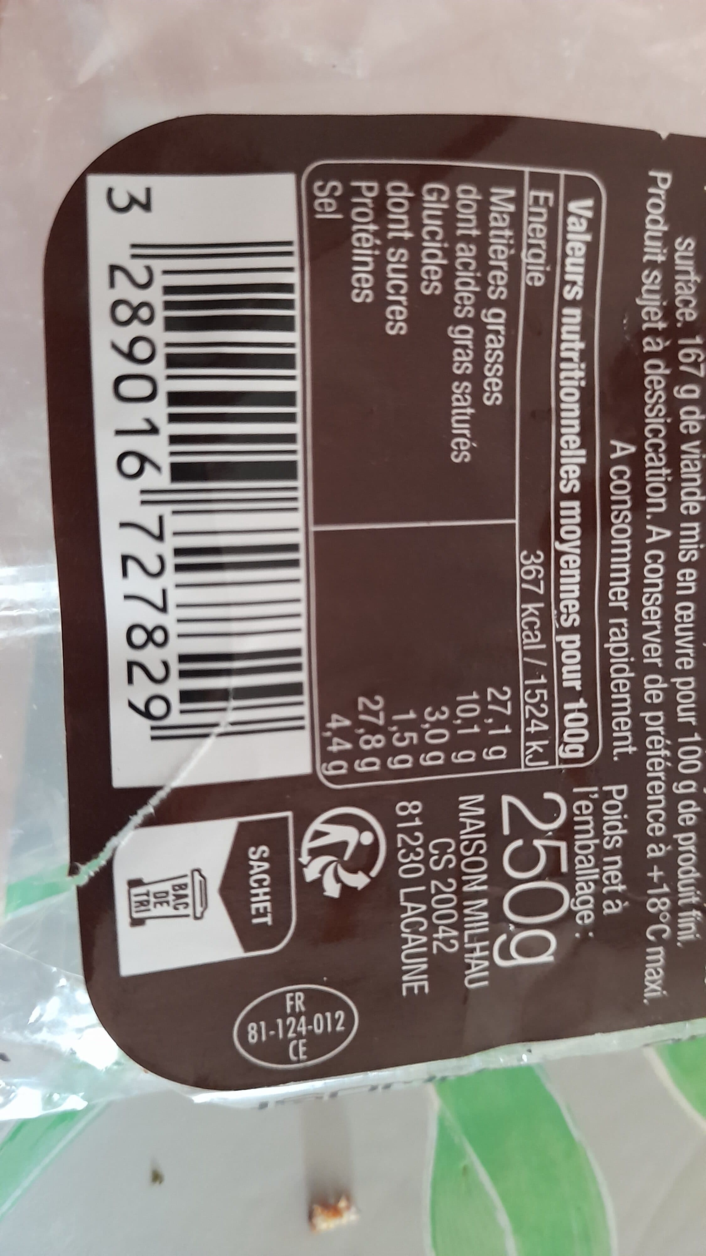 maison Milhau saucisson sec Supérieur packshot