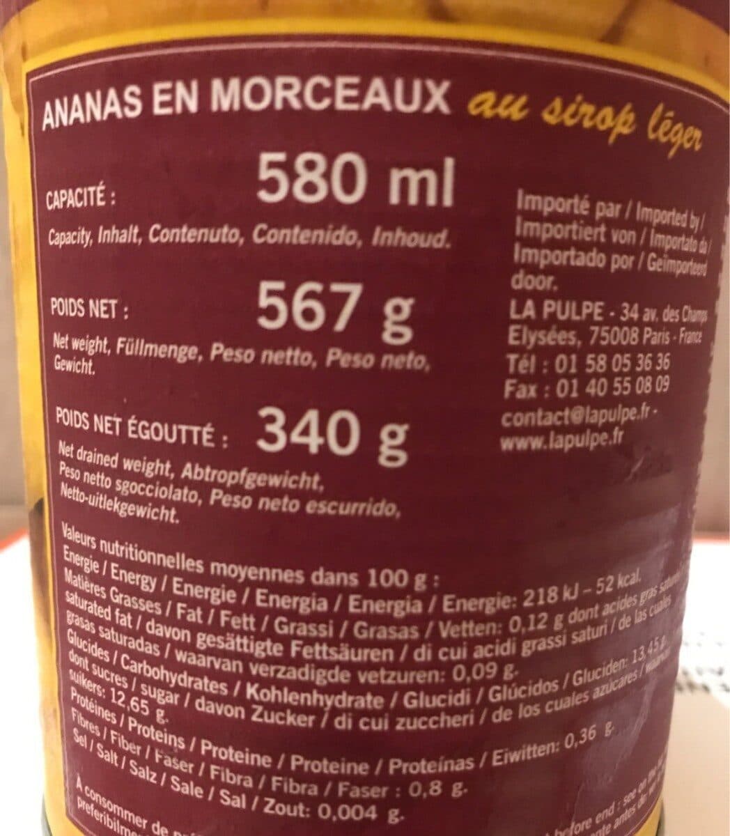 La Pulpe Ananas en morceaux packshot