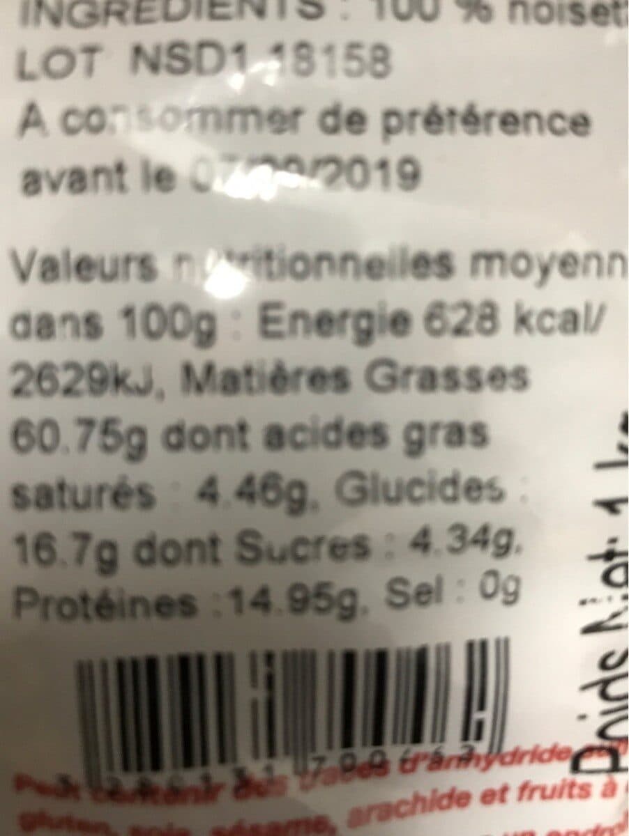 Open Food Facts Noisettes Décortiquées packshot
