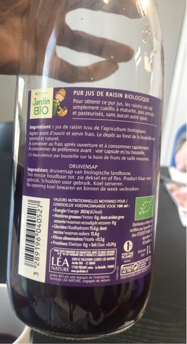 Jardin bio Raisin pur jus packshot