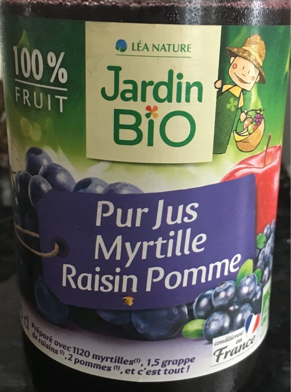 Jardin Bio Pur jus Myrtille Raisin Pomme packshot