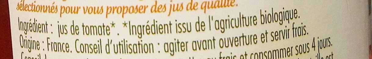 Vitamont Pur jus tomate de Marmande sans sel packshot