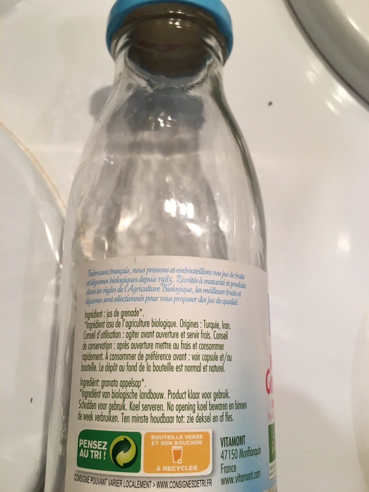 Vitamont Mini pur jus de grenade non filtré bio packshot