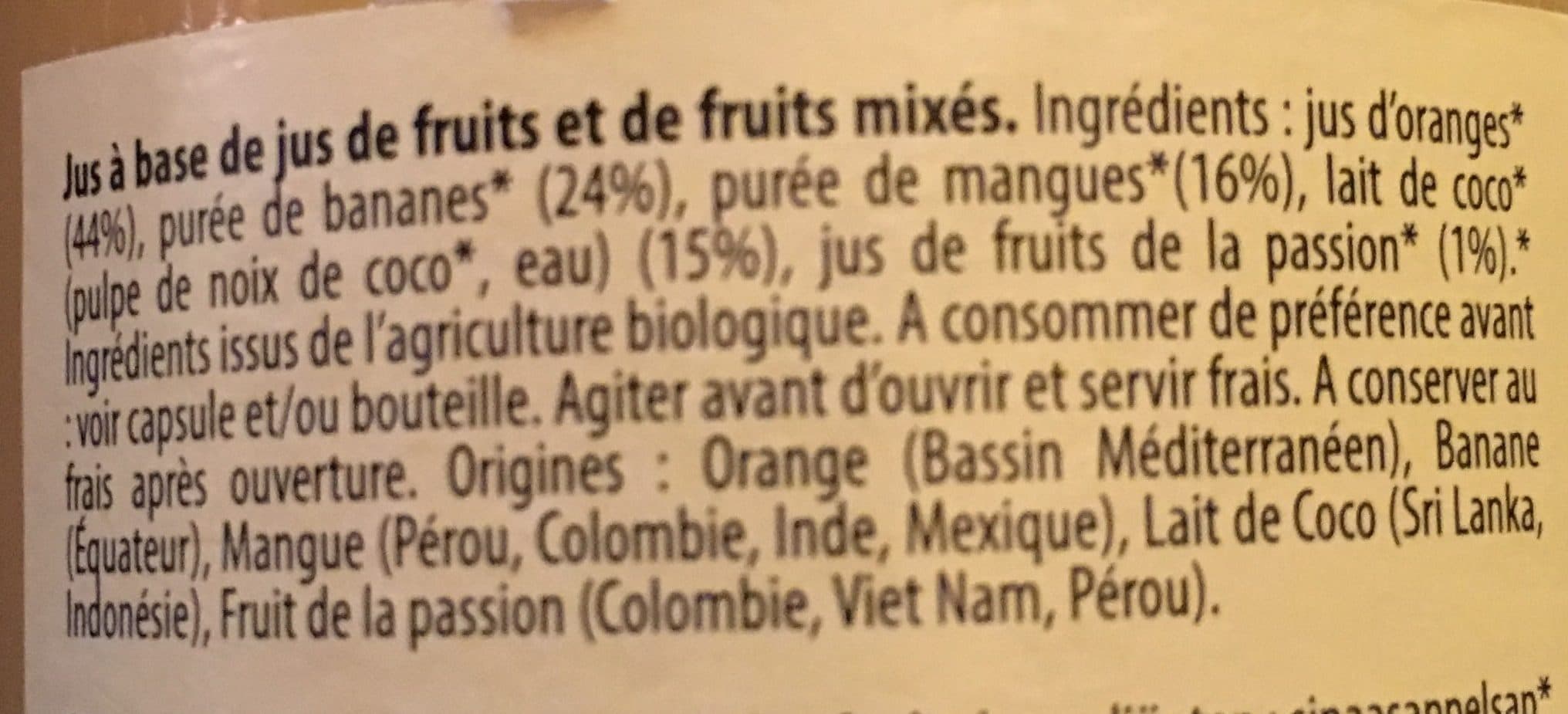 Vitamont Smoothie mangue coco bio packshot