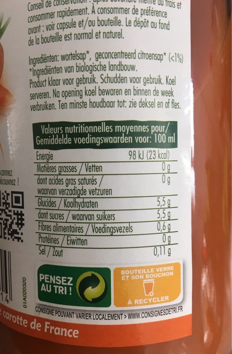 Vitamont Jus de carottes packshot