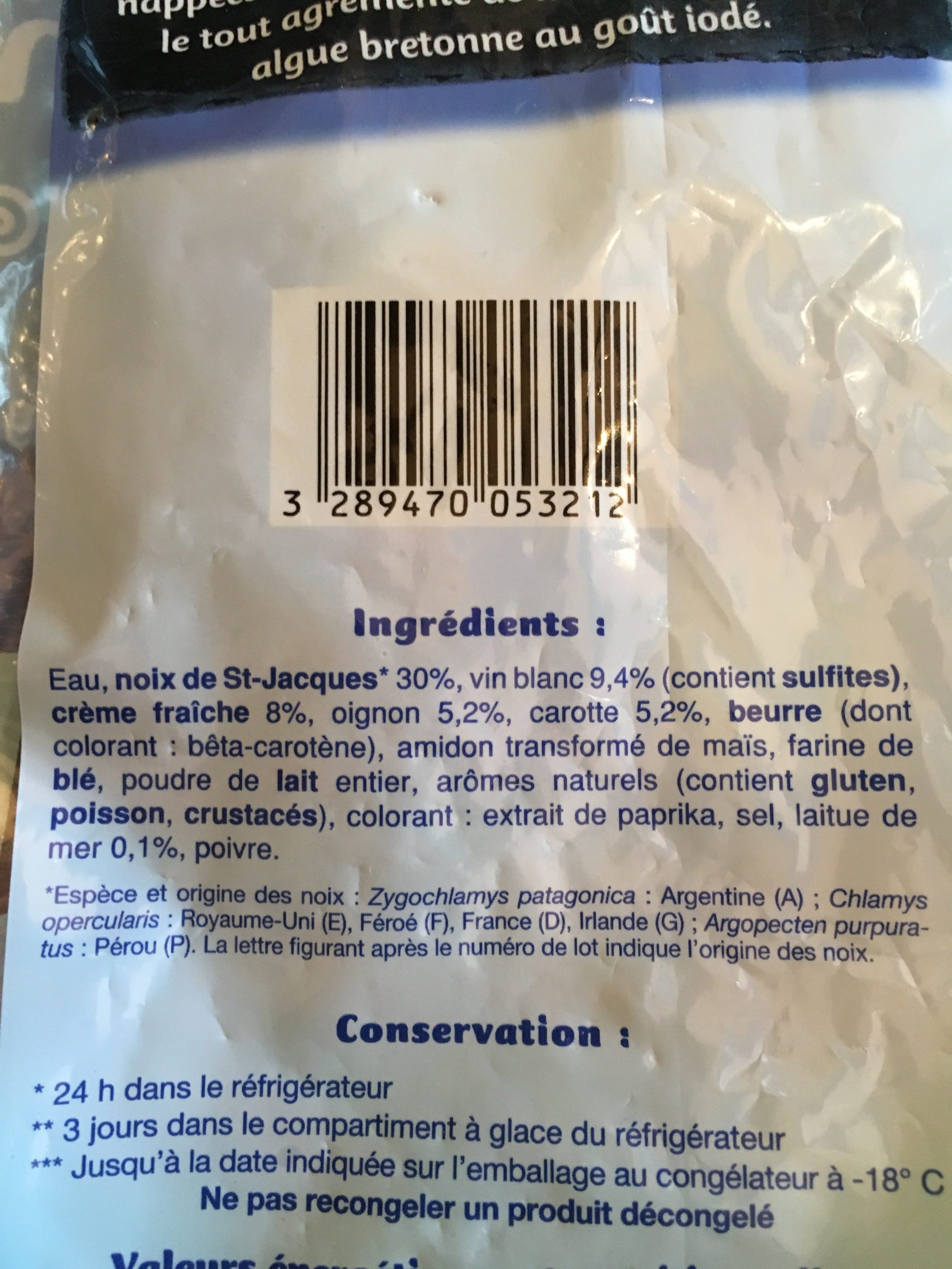 La compagnie artique Coquilles St-Jacques cuisinées à la laitue de mer packshot