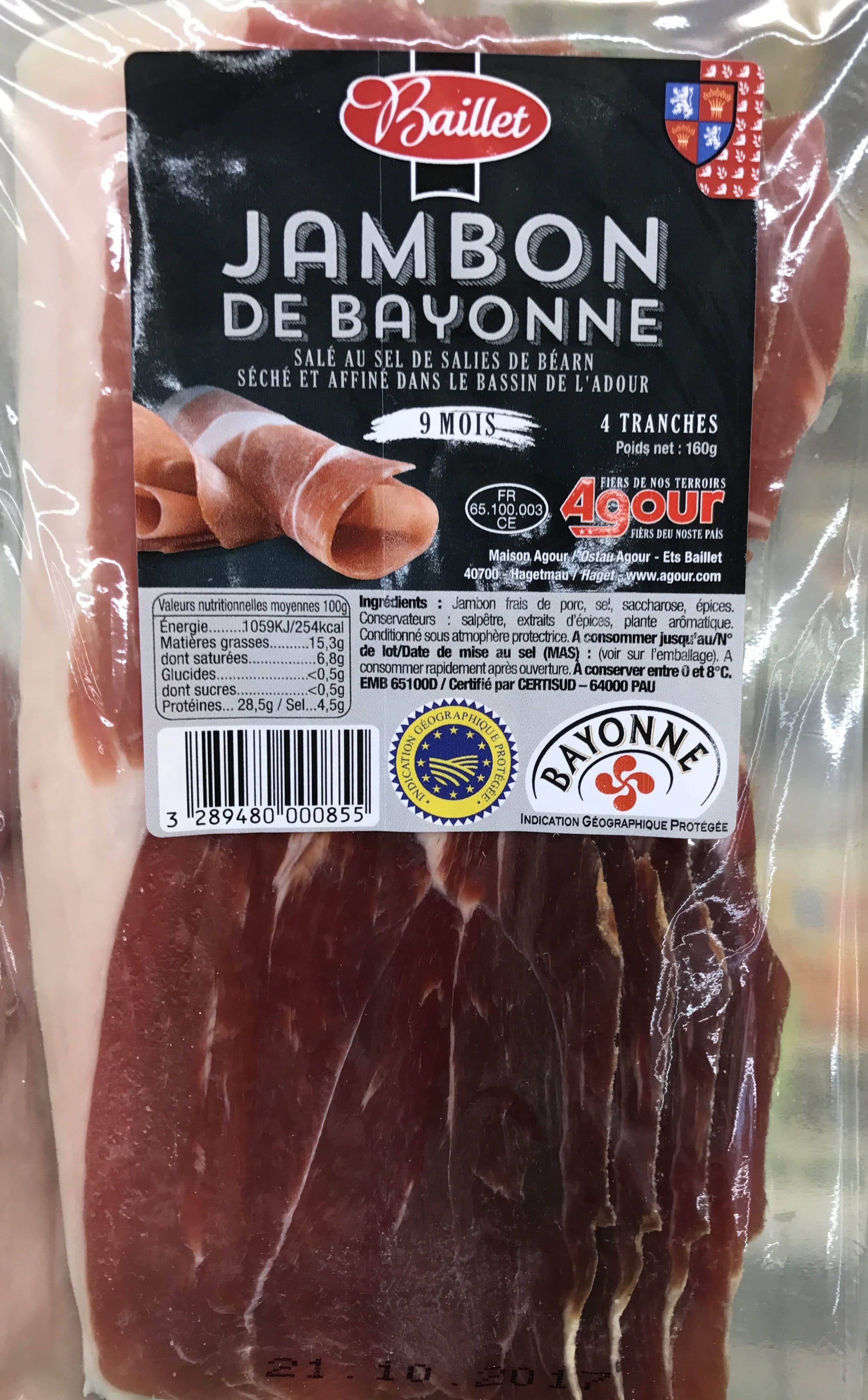 Baillet Jambon de Bayonne packshot
