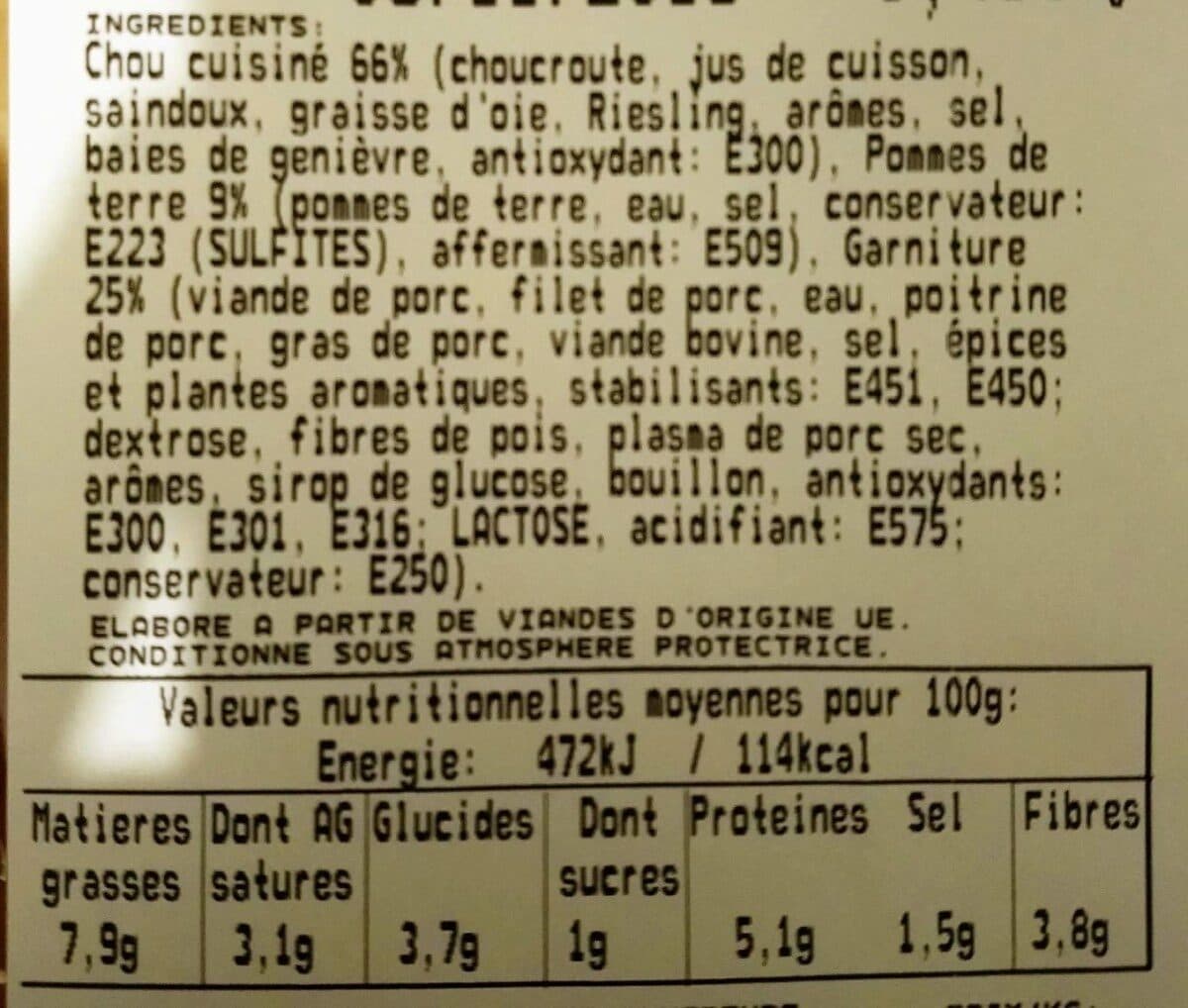 Choucroute 1 Personne Choucroute garnie d'Alsace 1 personne packshot